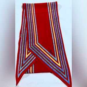 Vintage Red and Blue Asymmetrical Wrap Maxi Scarf by Vera Neumann